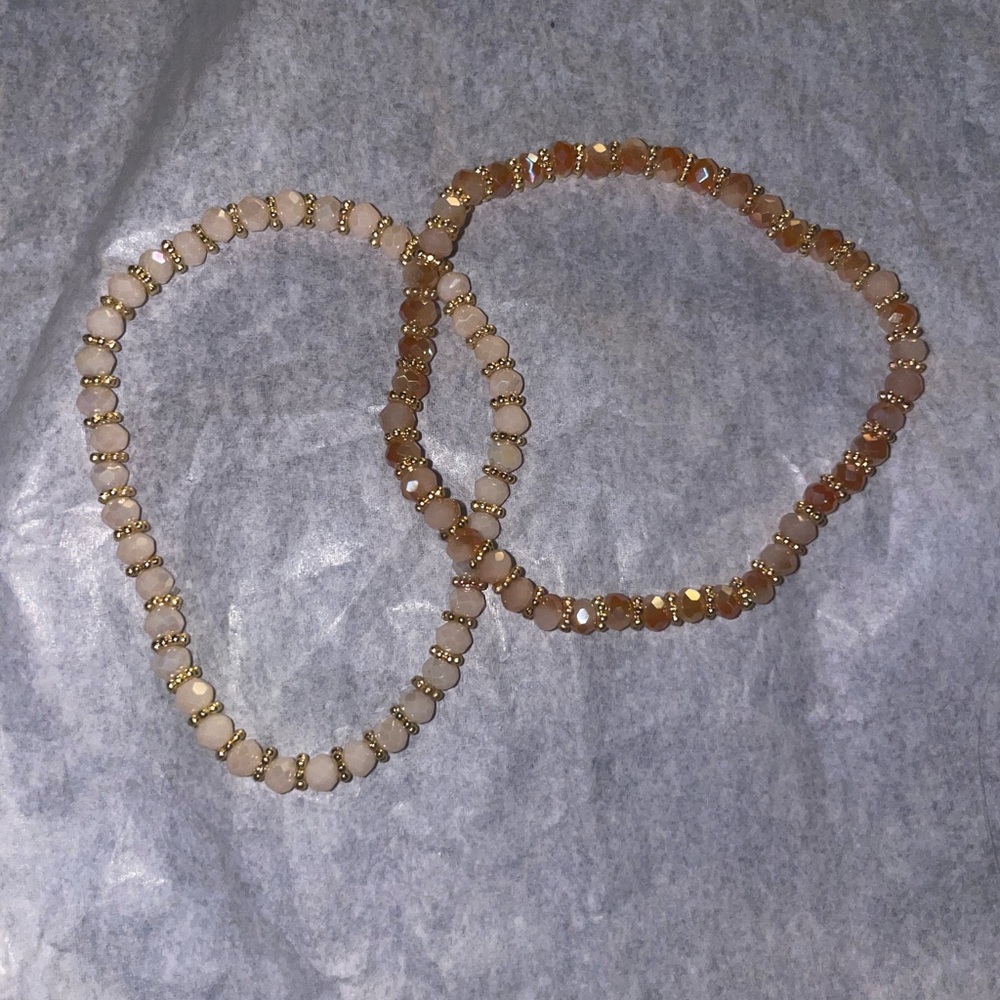 2 Light Pink Handcrafted Beaded Bracelets